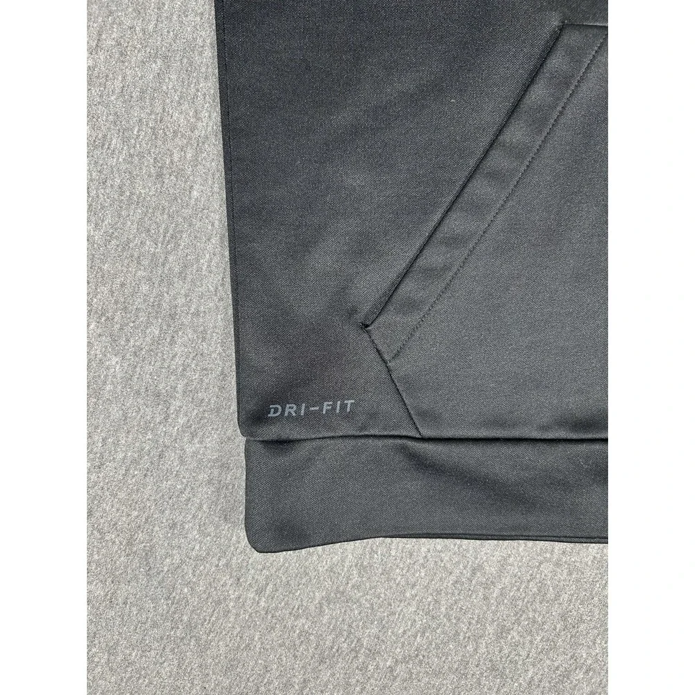 Nike Dri-Fit Mens Black Pullover Hoodie Athletic Drawstring Casual Wear M